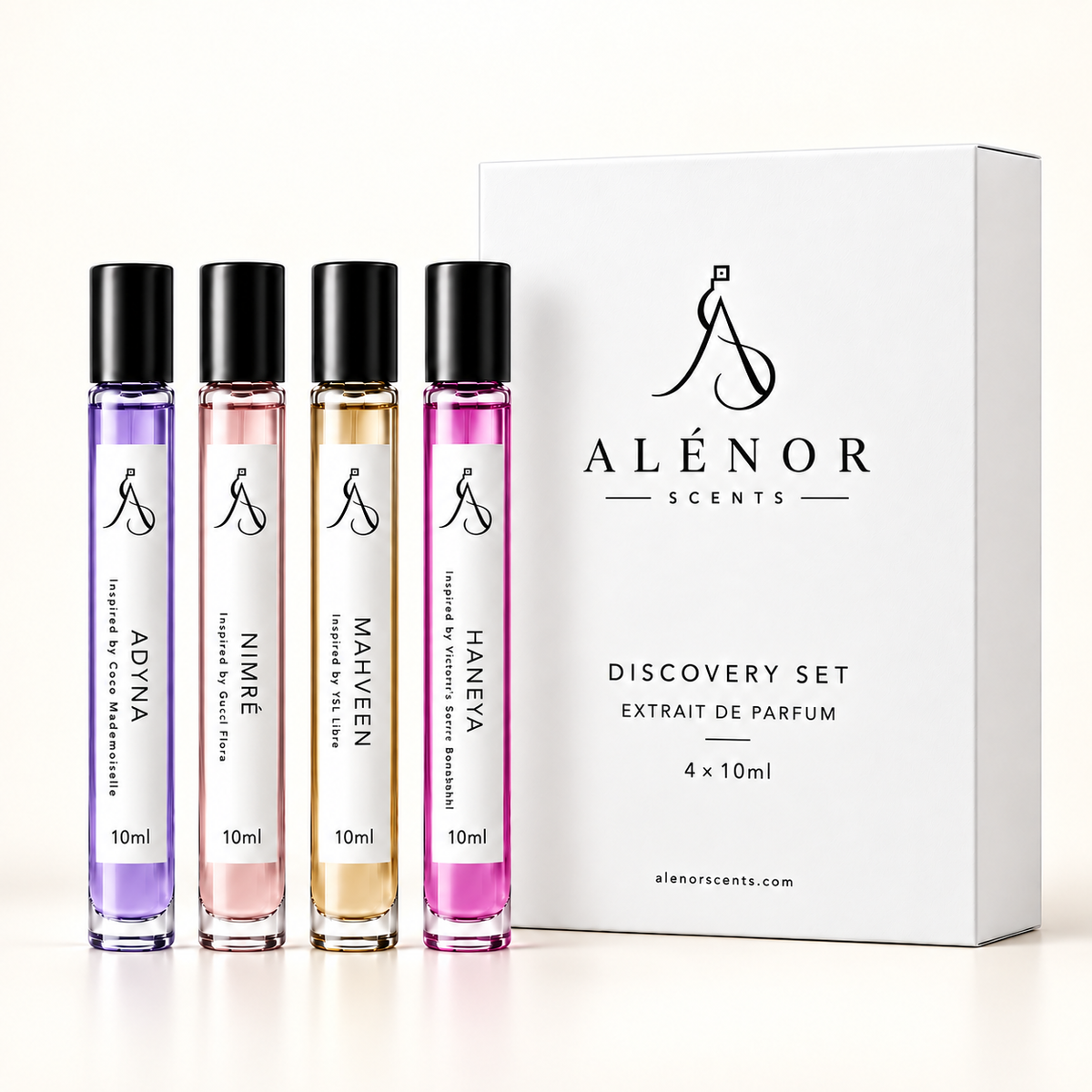 FEMME Discovery Set by ALÉNOR SCENTS – NIMRÉ, ADYNA, MAHVYN and HANEYA