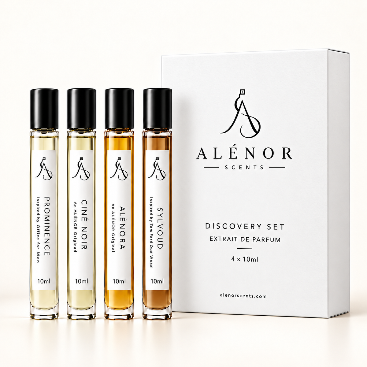 MOOD Discovery Set by ALÉNOR SCENTS – PROMINENCE, CINÉ NOIR, ALÉNORA and SYLVOUD