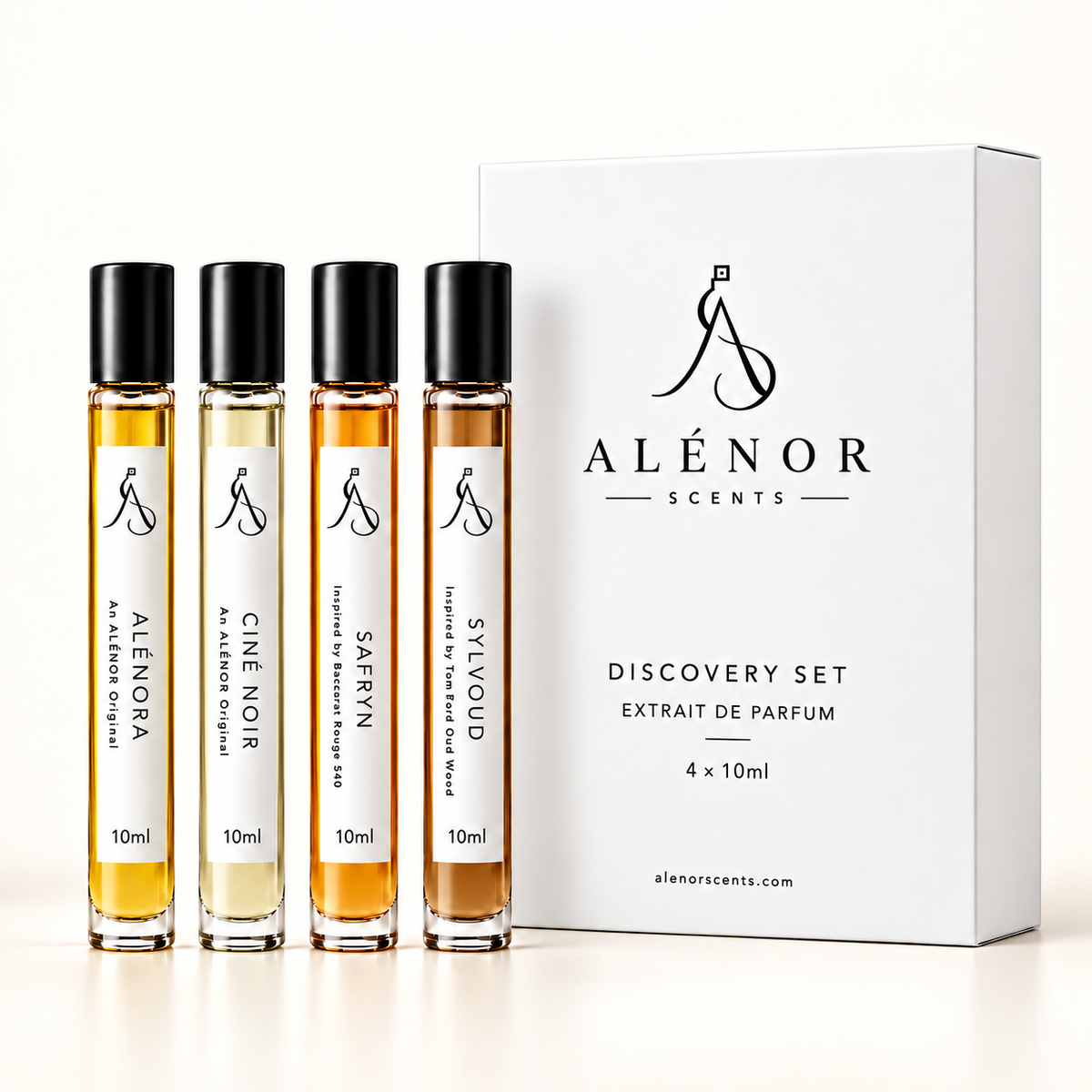 UNISET Discovery Set by ALÉNOR SCENTS – ALÉNORA, CINÉ NOIR, SAFRYN and SYLVOUD