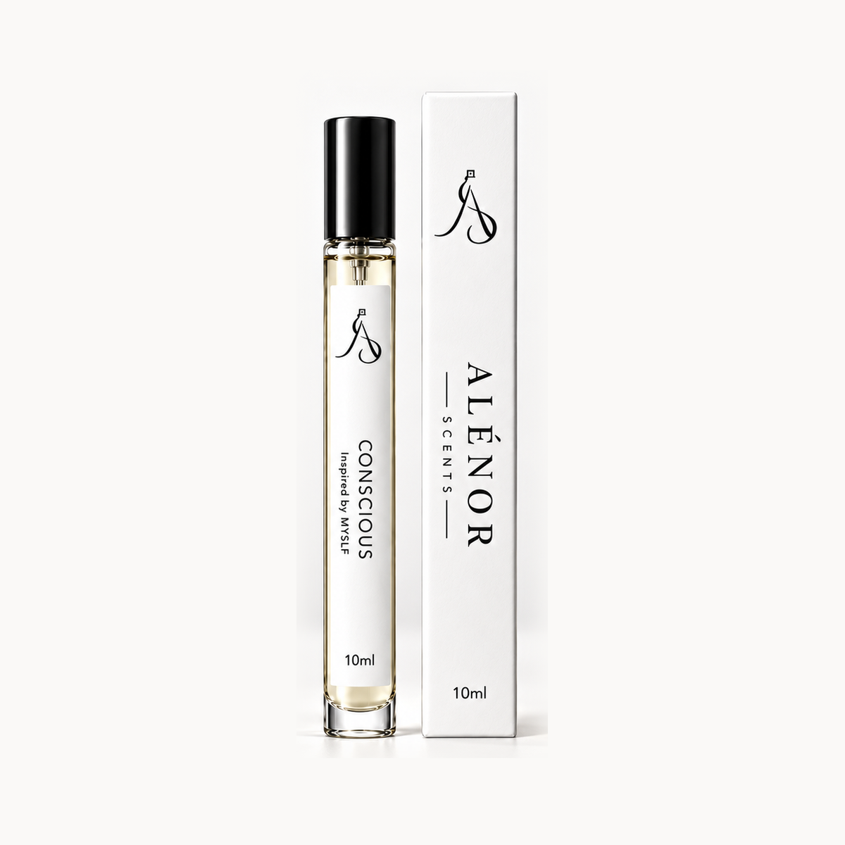 CONSCIOUS by ALÉNOR SCENTS — 10 ml vial and box concept; 10 ml currently unavailable