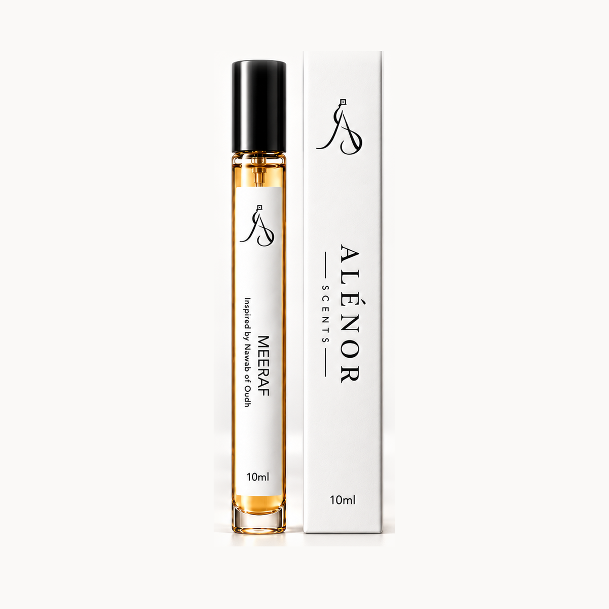 MEERAF by ALÉNOR SCENTS — 10 ml vial and box concept; 10 ml currently unavailable