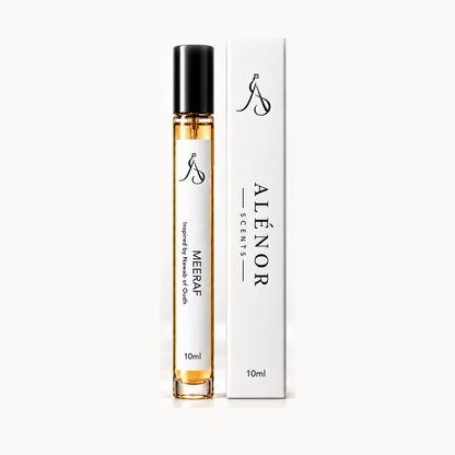 MEERAF by ALÉNOR SCENTS — 10 ml vial and box concept; 10 ml currently unavailable