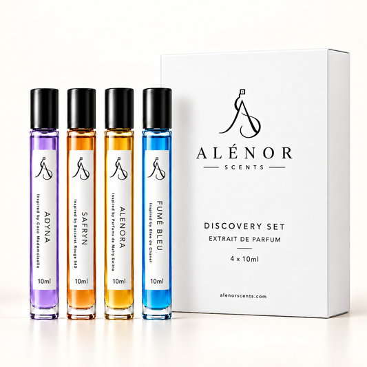 ESSENTIALS Discovery Set by ALÉNOR SCENTS – ADYNA, SAFRYN, ALÉNORA and FUMÉ BLEU