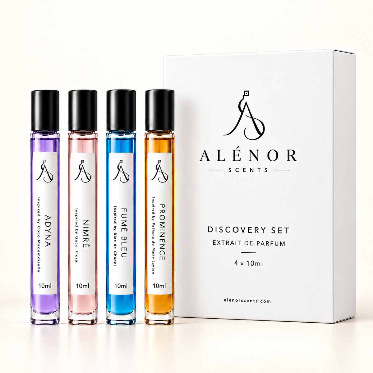 FOR US Discovery Set by ALÉNOR SCENTS – FUMÉ BLEU, PROMINENCE, NIMRÉ and ADYNA